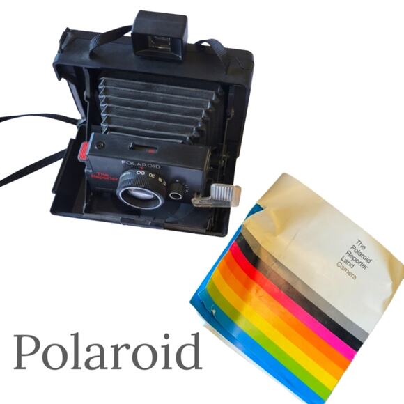 Vintage 1970s Polaroid Reporter Land Camera w/ Booklet & Case - Picture 1 of 7